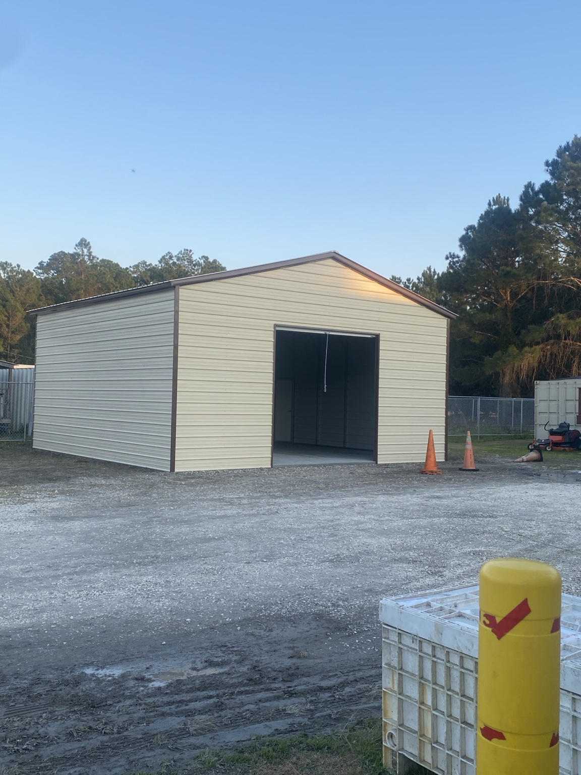 Light-colored storage building