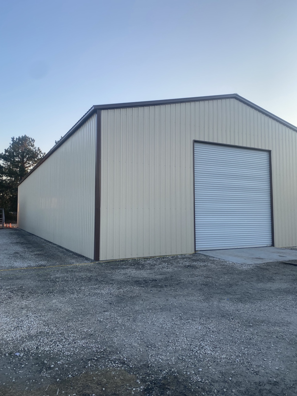 Large building with a roll-up door
